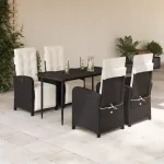 Set mobilier de grădină cu perne, 5 piese, negru, poliratan GartenMobel Dekor