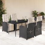 Set mobilier de grădină cu perne, 5 piese, negru, poliratan GartenMobel Dekor