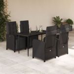 Set mobilier de grădină cu perne, 5 piese, negru, poliratan GartenMobel Dekor