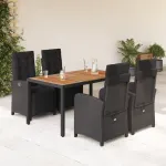 Set mobilier de grădină cu perne, 5 piese, negru, poliratan GartenMobel Dekor