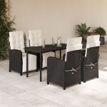 Set mobilier de grădină cu perne, 5 piese, negru, poliratan GartenMobel Dekor