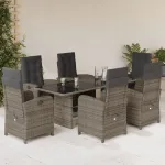 Set mobilier de grădină cu perne, 7 piese, gri, poliratan GartenMobel Dekor