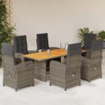 Set mobilier de grădină cu perne, 7 piese, gri, poliratan GartenMobel Dekor