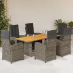 Set mobilier de grădină cu perne, 7 piese, gri, poliratan GartenMobel Dekor