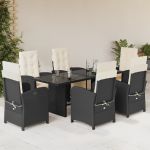 Set mobilier de grădină cu perne, 7 piese, negru, poliratan GartenMobel Dekor