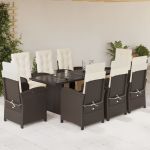 Set mobilier de grădină cu perne, 9 piese, maro, poliratan GartenMobel Dekor
