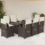 Set mobilier de grădină cu perne, 9 piese, maro, poliratan GartenMobel Dekor