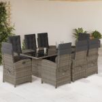 Set mobilier grădină cu perne, 9 piese, gri, poliratan GartenMobel Dekor
