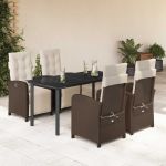 Set mobilier de grădină, 5 piese, cu perne, maro, poliratan GartenMobel Dekor