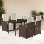 Set mobilier de grădină, 5 piese, cu perne, maro, poliratan GartenMobel Dekor