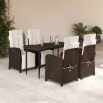 Set mobilier de grădină, 5 piese, cu perne, maro, poliratan GartenMobel Dekor