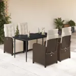 Set mobilier de grădină, 5 piese, cu perne, maro, poliratan GartenMobel Dekor
