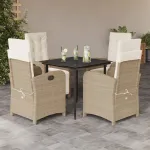 Set mobilier de grădină cu perne, 5 piese, bej, poliratan GartenMobel Dekor