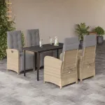 Set mobilier de grădină cu perne, 5 piese, bej, poliratan GartenMobel Dekor