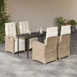 Set mobilier de grădină cu perne, 5 piese, bej, poliratan GartenMobel Dekor