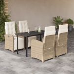 Set mobilier de grădină cu perne, 5 piese, bej, poliratan GartenMobel Dekor