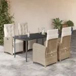 Set mobilier de grădină cu perne, 5 piese, bej, poliratan GartenMobel Dekor