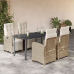 Set mobilier de grădină cu perne, 5 piese, bej, poliratan GartenMobel Dekor