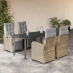 Set mobilier de grădină cu perne, 5 piese, bej, poliratan GartenMobel Dekor
