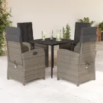Set mobilier de grădină cu perne, 5 piese, gri, poliratan GartenMobel Dekor