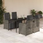 Set mobilier de grădină cu perne, 5 piese, gri, poliratan GartenMobel Dekor