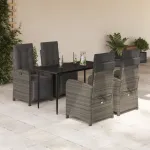 Set mobilier de grădină cu perne, 5 piese, gri, poliratan GartenMobel Dekor