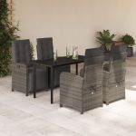 Set mobilier de grădină cu perne, 5 piese, gri, poliratan GartenMobel Dekor