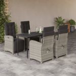 Set mobilier de grădină cu perne, 5 piese gri deschis poliratan GartenMobel Dekor