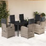 Set mobilier de grădină cu perne, 7 piese, gri, poliratan GartenMobel Dekor