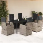 Set mobilier de grădină cu perne, 7 piese, gri, poliratan GartenMobel Dekor