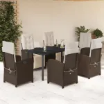 Set mobilier de grădină cu perne, 7 piese, maro, poliratan GartenMobel Dekor