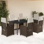 Set mobilier de grădină cu perne, 7 piese, maro, poliratan GartenMobel Dekor