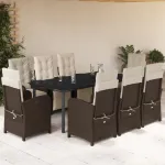 Set mobilier de grădină cu perne, 9 piese, maro, poliratan GartenMobel Dekor
