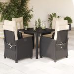 Set mobilier de grădină cu perne, 5 piese, negru, poliratan GartenMobel Dekor
