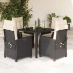 Set mobilier de grădină cu perne, 5 piese, negru, poliratan GartenMobel Dekor
