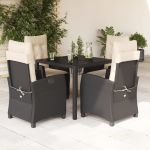 Set mobilier de grădină cu perne, 5 piese, negru, poliratan GartenMobel Dekor