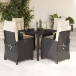 Set mobilier de grădină cu perne, 5 piese, negru, poliratan GartenMobel Dekor