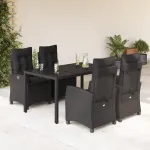Set mobilier de grădină cu perne, 5 piese, negru, poliratan GartenMobel Dekor