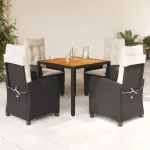 Set mobilier de grădină cu perne, 5 piese, negru, poliratan GartenMobel Dekor