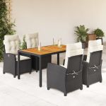 Set mobilier de grădină cu perne, 5 piese, negru, poliratan GartenMobel Dekor