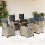 Set mobilier de grădină cu perne, 7 piese, gri, poliratan GartenMobel Dekor