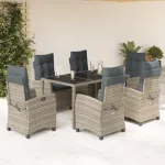 Set mobilier de grădină cu perne, 7 piese, gri, poliratan GartenMobel Dekor