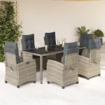 Set mobilier de grădină cu perne, 7 piese, gri, poliratan GartenMobel Dekor
