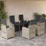 Set mobilier de grădină cu perne, 7 piese gri deschis poliratan GartenMobel Dekor