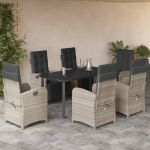 Set mobilier de grădină cu perne, 7 piese gri deschis poliratan GartenMobel Dekor