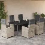 Set mobilier de grădină cu perne, 7 piese gri deschis poliratan GartenMobel Dekor