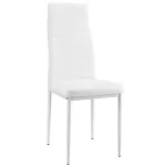 Scaun de Bucatarie sau Living, Piele Sintetica, Cadru Metalic, Culoare Alb
