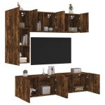 Unități TV de perete, 5 piese, stejar fumuriu, lemn prelucrat GartenMobel Dekor