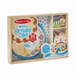 Set de joacă din lemn Melissa & Doug Tort aniversar, 34 piese