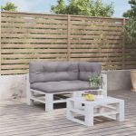 Perne de paleți, 3 buc., gri, material textil GartenMobel Dekor